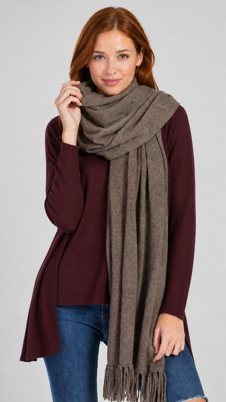 Fishers Finery 100% Pure Cashmere Shawl Wrap Scarf Cappuccino In Gift Box New